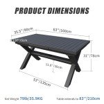 Expandable 83'' Aluminum Patio Dining Table - Gray