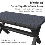 Expandable 83'' Aluminum Patio Dining Table - Gray