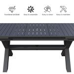 Expandable 83'' Aluminum Patio Dining Table - Gray