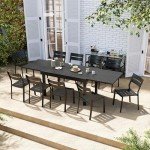 VredHom Expandable Black Patio Dining Table