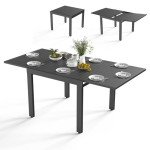 Expandable Aluminum Patio Dining Table for 4-8