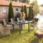 Expandable Aluminum Patio Dining Table for 4-8