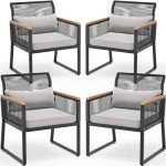 YITAHOME Outdoor Wicker Dining Chairs Set of 4