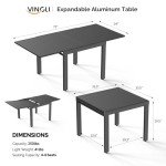 Expandable Aluminum Patio Dining Table for 4-8