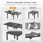 Expandable Aluminum Patio Dining Table for 4-8