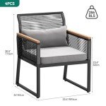 YITAHOME Outdoor Wicker Dining Chairs Set of 4