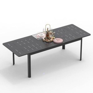 Domi Extendable Aluminum Outdoor Dining Table, Dark Brown
