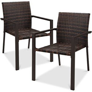 Set of 2 Stackable All-Weather Wicker Chairs