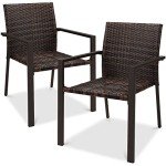 Set of 2 Stackable All-Weather Wicker Chairs