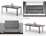 Domi Extendable Aluminum Outdoor Dining Table, Dark Brown