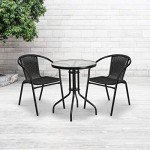 Black Rattan Stack Chairs - Indoor/Outdoor Set of 2