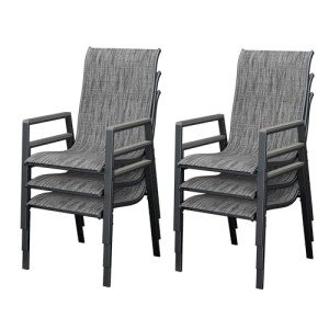 Set of 6 Outdoor Stackable Patio Chairs