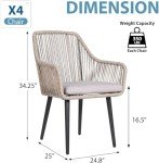 Set of 4 Outdoor Woven Rattan Dining Chairs