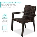 Set of 2 Stackable All-Weather Wicker Chairs