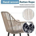 Set of 4 Outdoor Woven Rattan Dining Chairs