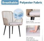 Set of 4 Outdoor Woven Rattan Dining Chairs