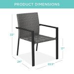 2 Stackable Wicker Outdoor Dining Chairs - Gray