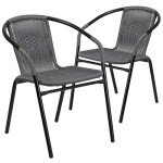 Gray Rattan Stack Chairs - Set of 2