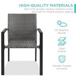 2 Stackable Wicker Outdoor Dining Chairs - Gray