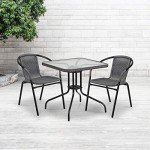 Gray Rattan Stack Chairs - Set of 2