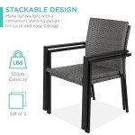 2 Stackable Wicker Outdoor Dining Chairs - Gray