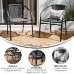 Gray Rattan Stack Chairs - Set of 2