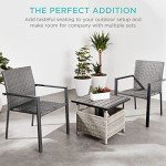 2 Stackable Wicker Outdoor Dining Chairs - Gray