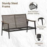 Wicker Backrest Patio Sofa with Cushions