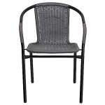 Gray Rattan Stack Chairs - Set of 2