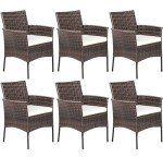 Wicker Patio Chair Set of 6 with Cushions