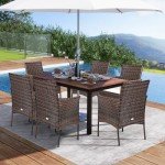 Wicker Patio Chair Set of 6 with Cushions