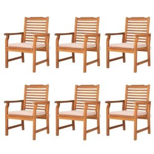 6-Piece Acacia Wood Outdoor Dining Chair Set