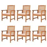 6-Piece Acacia Wood Outdoor Dining Chair Set