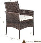 Wicker Patio Chair Set of 6 with Cushions