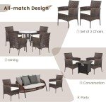 Wicker Patio Chair Set of 6 with Cushions