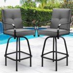 Set of 2 Grey Patio Swivel Bar Stools
