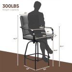 Set of 2 Grey Patio Swivel Bar Stools