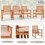 6-Piece Acacia Wood Outdoor Dining Chair Set