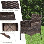 Wicker Patio Chair Set of 6 with Cushions