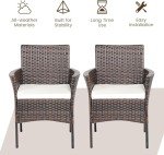Wicker Patio Chair Set of 6 with Cushions