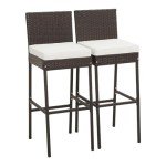 Outdoor Wicker Bar Stools Set of 2