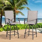 Vongrasig 2 Piece Outdoor Swivel Bar Chairs
