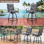 Set of 2 Grey Patio Swivel Bar Stools