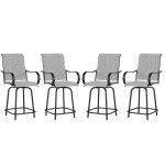 Set of 4 Patio Swivel Bar Stools - Grey