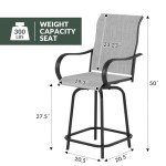 Set of 4 Patio Swivel Bar Stools - Grey