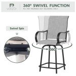 Set of 4 Patio Swivel Bar Stools - Grey