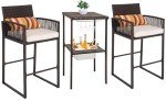 Sundale 3-Piece Wicker Patio Bar Set for 2