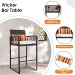Sundale 3-Piece Wicker Patio Bar Set for 2