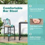 3-Piece Outdoor Patio Bar Set with Cushioned Stools