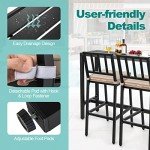 3-Piece Outdoor Patio Bar Set with Cushioned Stools